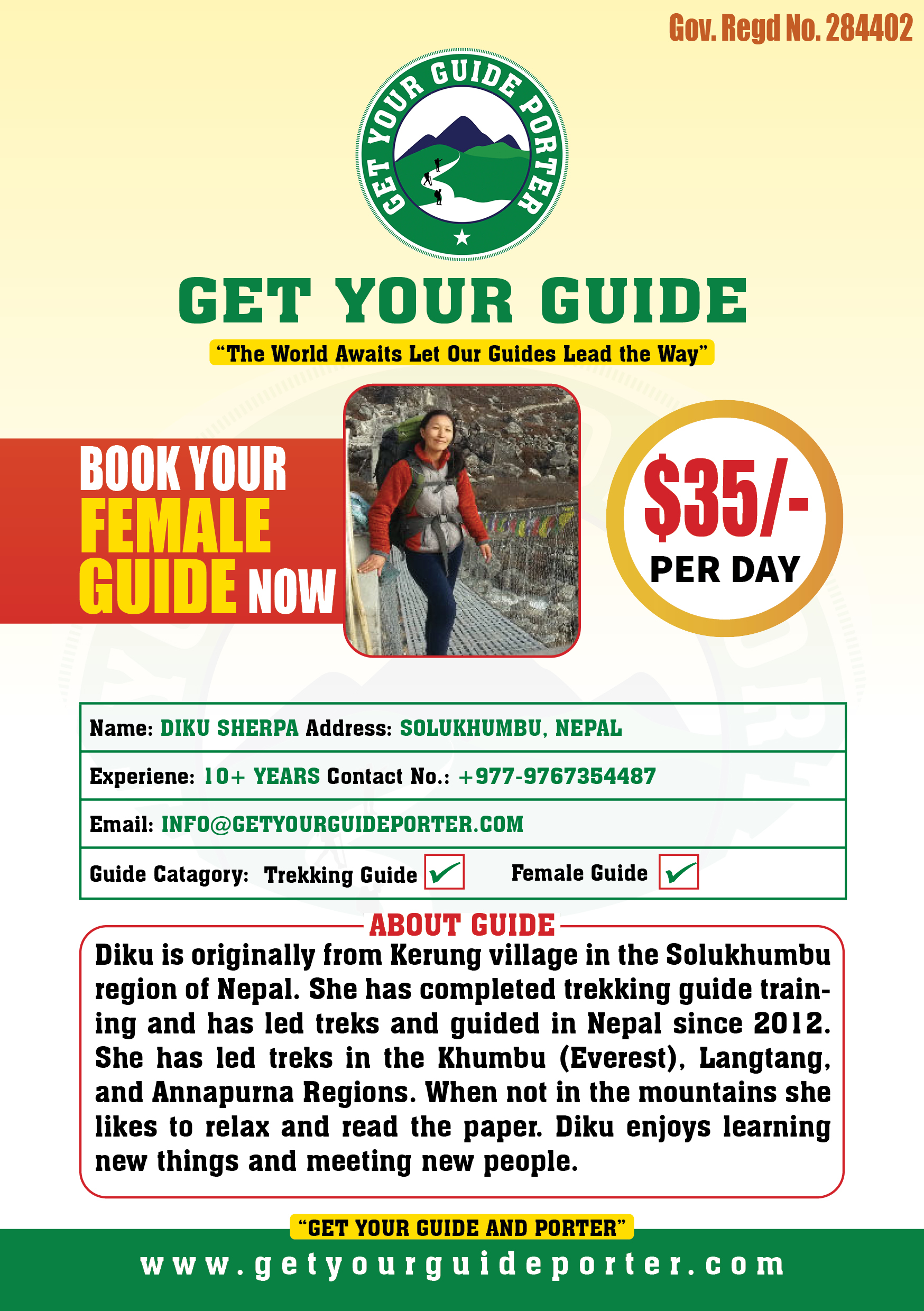 Diku Sherpa - Get your Guide | Get Your Porter for Nepal, Tibet, Bhutan ...